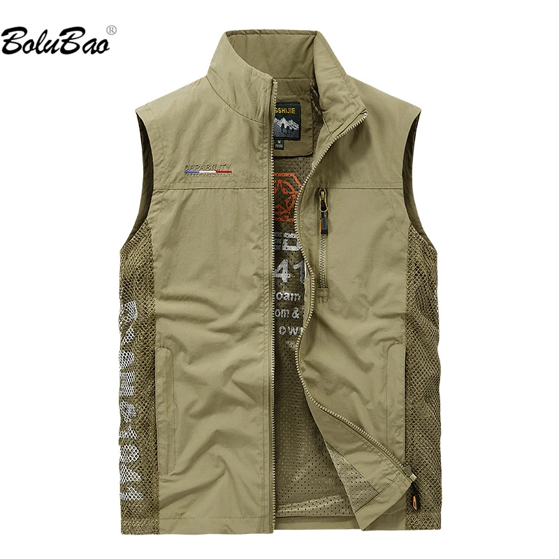 

Мужской уличный жилет BOLUBAO, повседневный жилет без рукавов с несколькими карманами, дышащая модная жилетка для рыбалки, 2023