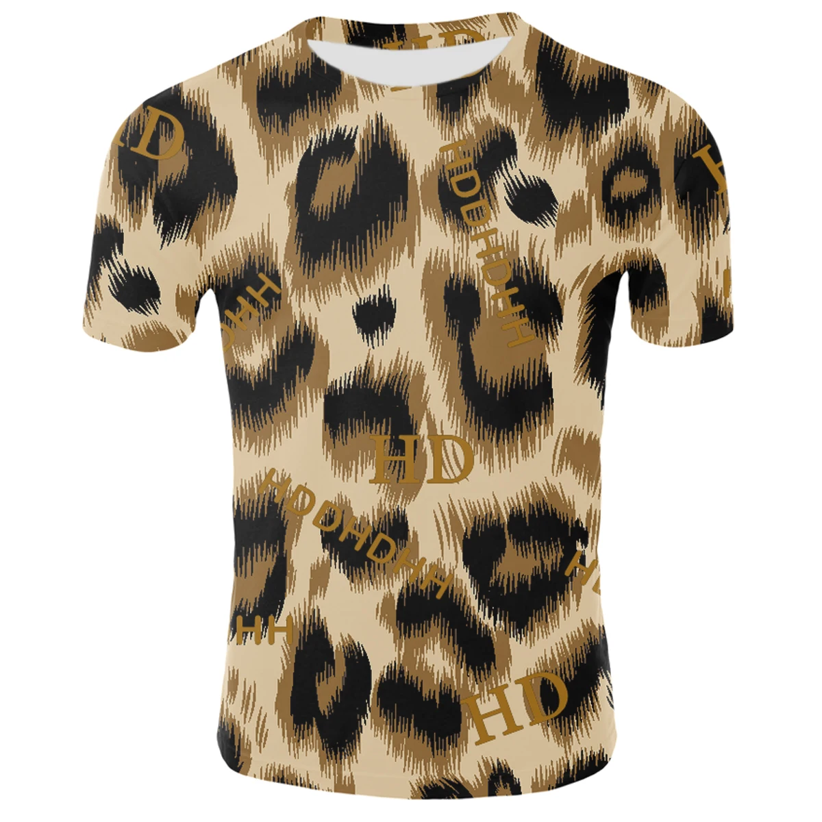 

Summer Creative Fashion 3D HD Printing T-shirt Men's Personality Leopard Trend Retro Harajuku Street Hip-hop Casual Top Shirt