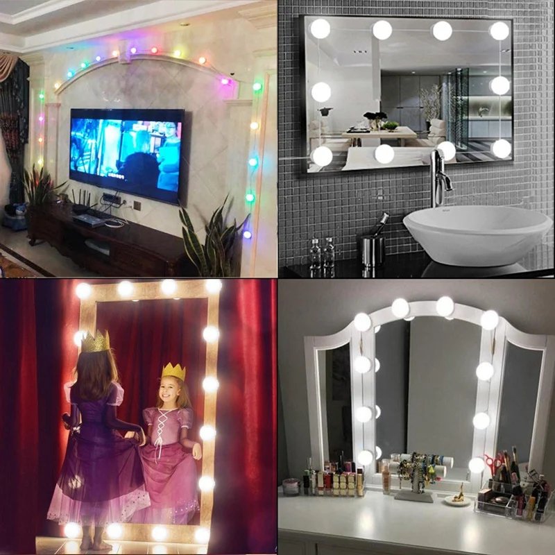 

Led Touch Dimming Vanity Dressing Table Lamp Bulb Make Up Mirror Wall Lamp USB 12V Hollywood