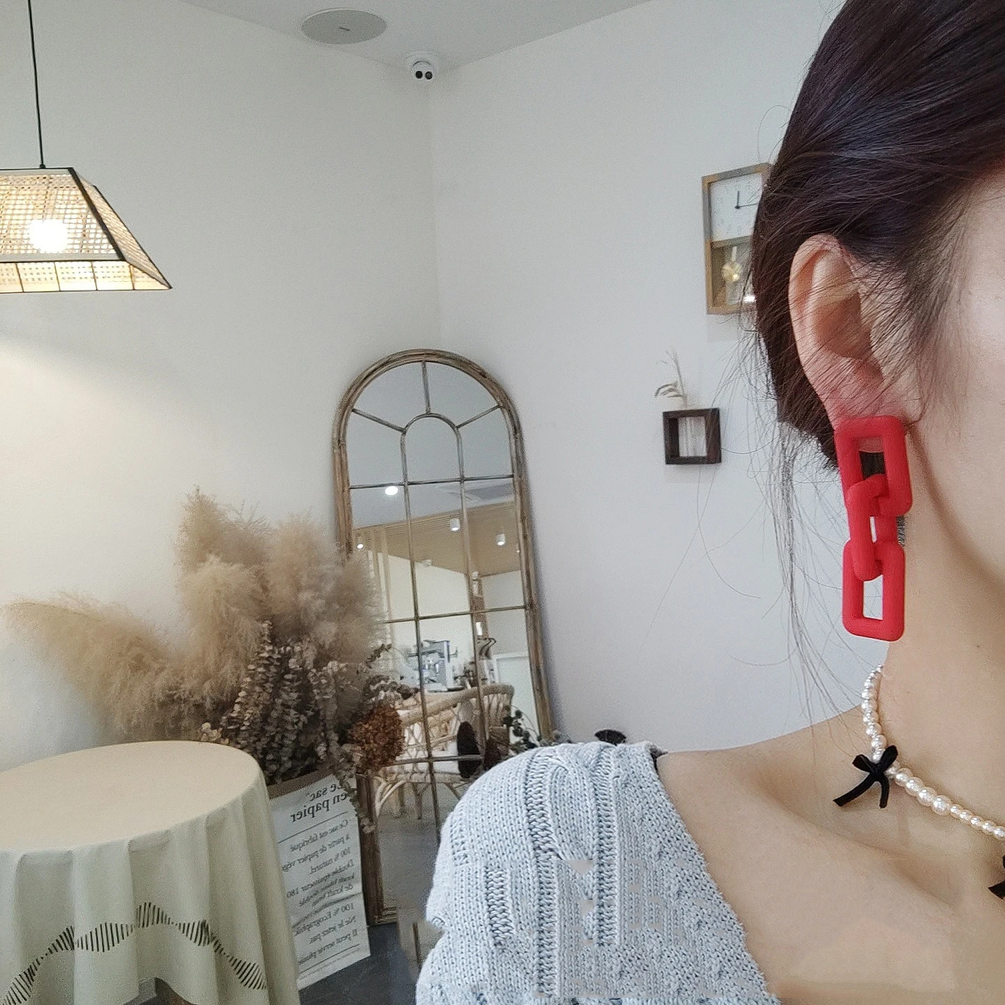 

S925 European and American long exaggerated earrings for Women red ins spring and summer color chain earrings simple earrings
