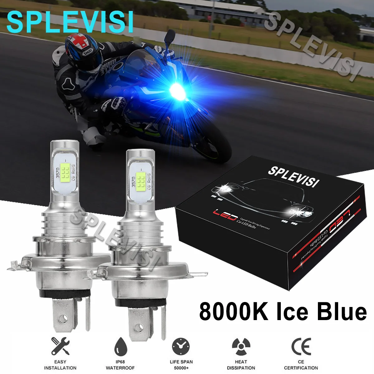 

2x 70W 8000K Ice blue LED motorcycle headlight For Suzuki GSXS 1000 2015 2016 2017 2018 2019 2020 2021 Suzuki GSXS 750 2015-2021