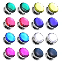 6 40mm colourful ear gauges tunnels and plug stainless steel ear expander studs stretching ear piercing earring