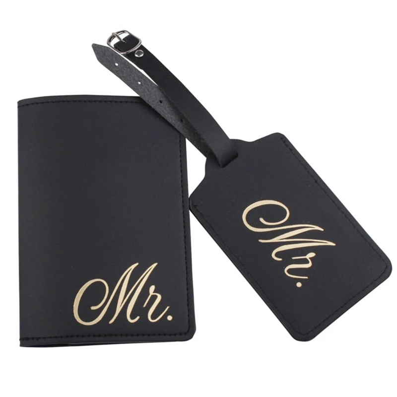 

1Set PU Leather Luggage Bag Tag Passport Case Cover Wallet for Couples Honeymoon Travel Organizer Wedding Bridal Gift