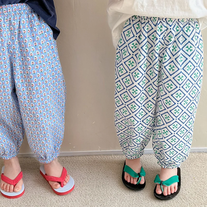 

MILANCEL 2022 Summer Kids Pants Colorful Girls Trousers Loose Boys Harem Pants