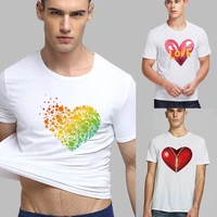 2022 new fashion short sleeve t shirt summer love print loose t shirt men round neck casual comfortable pullover commuter tops