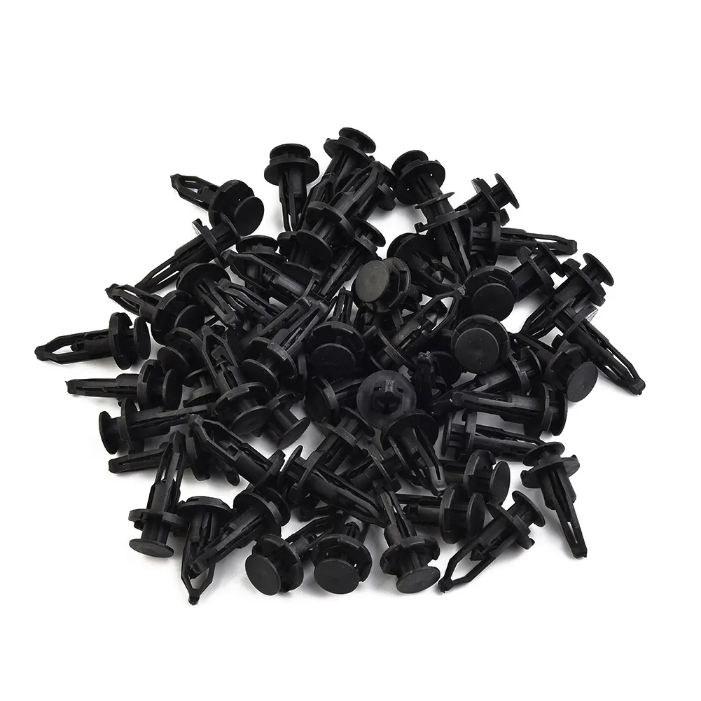 100pcs 9mm Car Bumper Rear Cover Push-Type Clamp Plastic Fixed Clip Fasteners Widely Used In Car Fenders, Bumpers, Doors Accesso