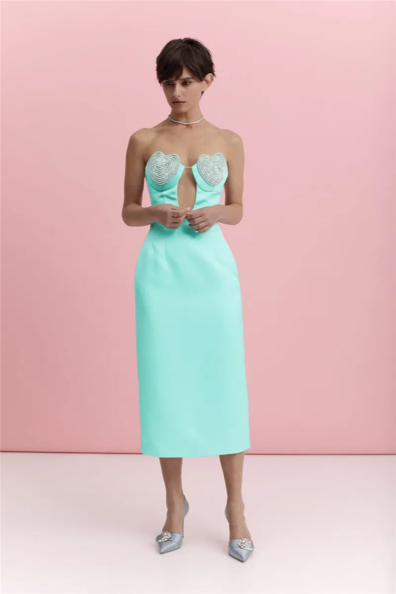 

Женское облегающее платье без бретелек, Элегантное летнее платье средней длины без рукавов с открытой спиной, модное вечернее платье знаменитости