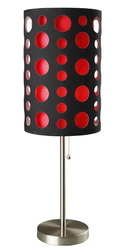 

HMTX 33" Tall Metal Table Lamp, Retro design with Black and Red Shade