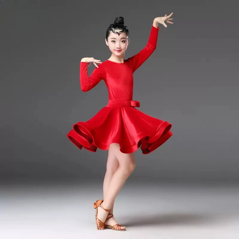 Платье для латиноамериканских танцев девочек платье бальных Румба Самба