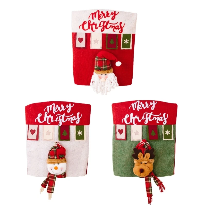 

3pcs Christmas Chair Cover 3D Cartoon Santa Home Table Dinner Covers Christmas Party 2023 New Year Home Decorations