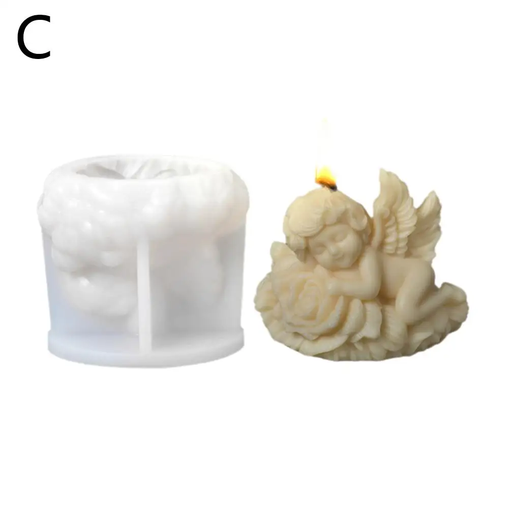 3D форма для свечей с цветком розы и ангела силиконовая изготовления подарков