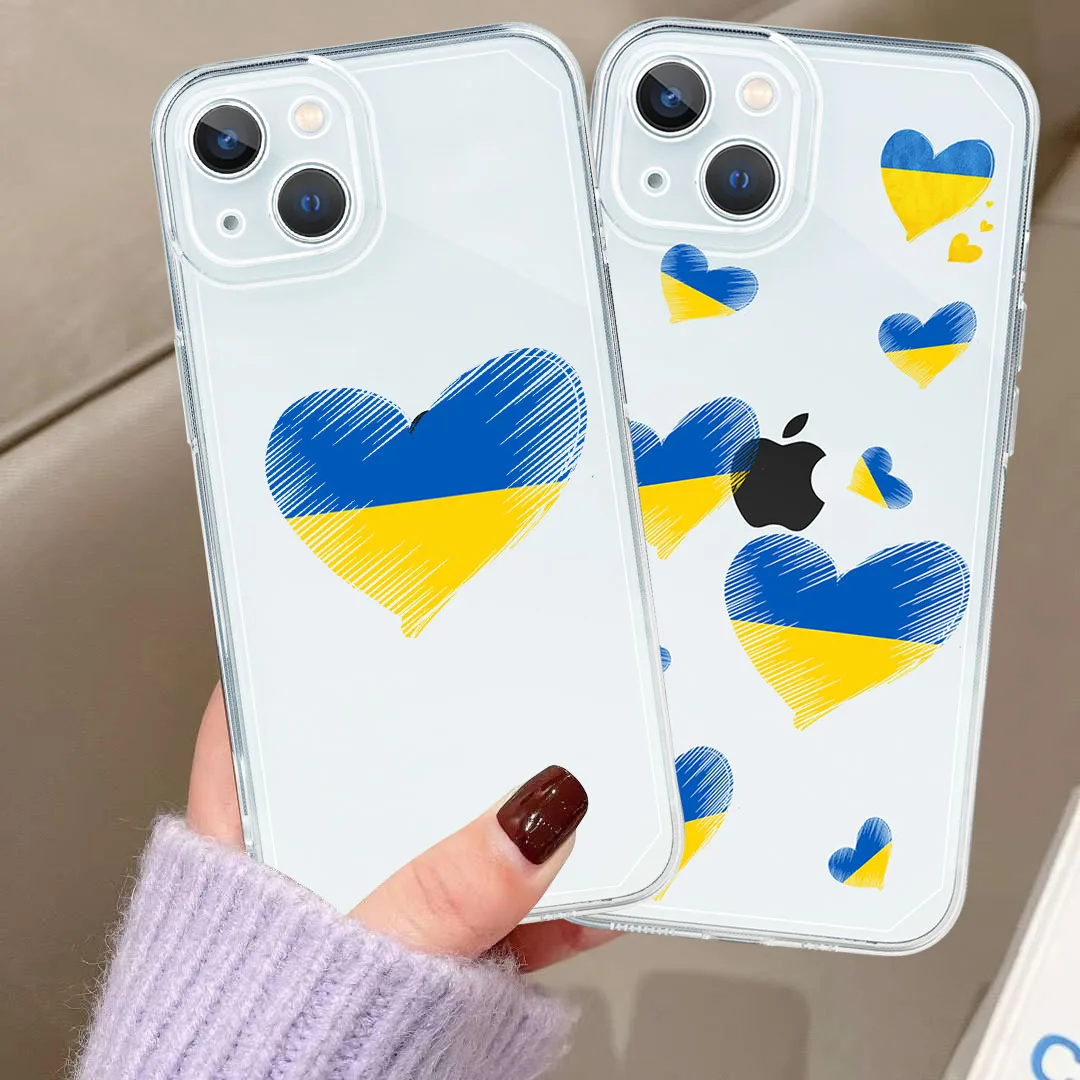 Funda transparente con patrón de bandera de Ucrania Para iPhone, carcasa de silicona suave Para iPhone 13 Pro Max 11 12 SE 2022