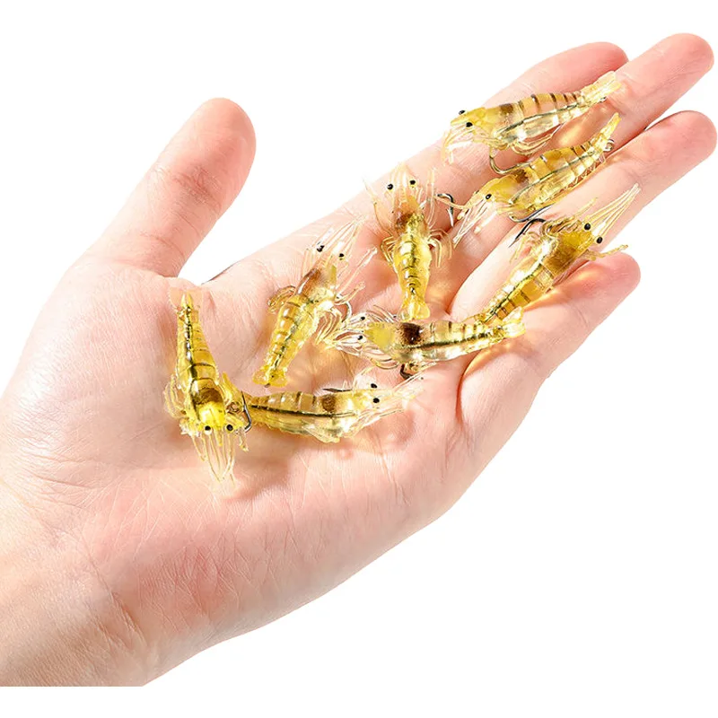 

10PCS Artificial Soft Shrimp Lure Worm For Fishing Bait 1.3g/5cm Hook Sharp Crankbait Lures Silicone Shone Prawn Bait Isca Pesca