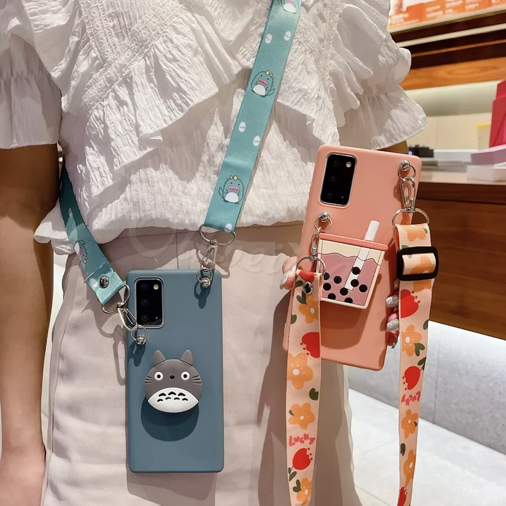 

Phone Holder Cover For OPPO A73 A53 A9 A5 A31 2020 A11X A8 A91 A52 A72 A92 K5 K3 K1 A1K A83 A1 Case Cartoon Necklace Lanyard TPU
