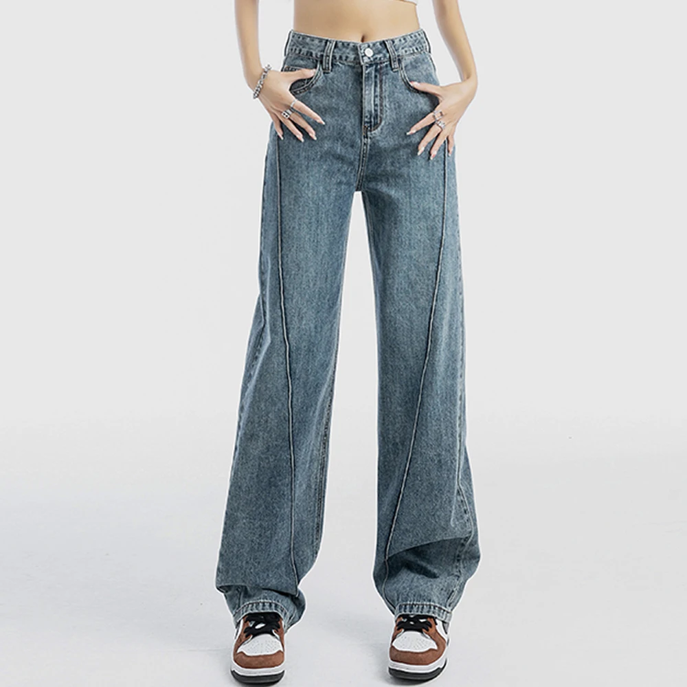 

Женские мешковатые джинсы с высокой талией, модная уличная одежда, джинсы BF с широкими штанинами, повседневные брюки-карго, винтажные женск...