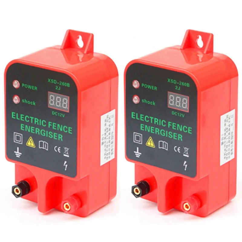 

2X 10KM Electric Fence Energizer Livestock High Voltage Pulse Controller High-Decibel Waterproof LCD Display EU Plug