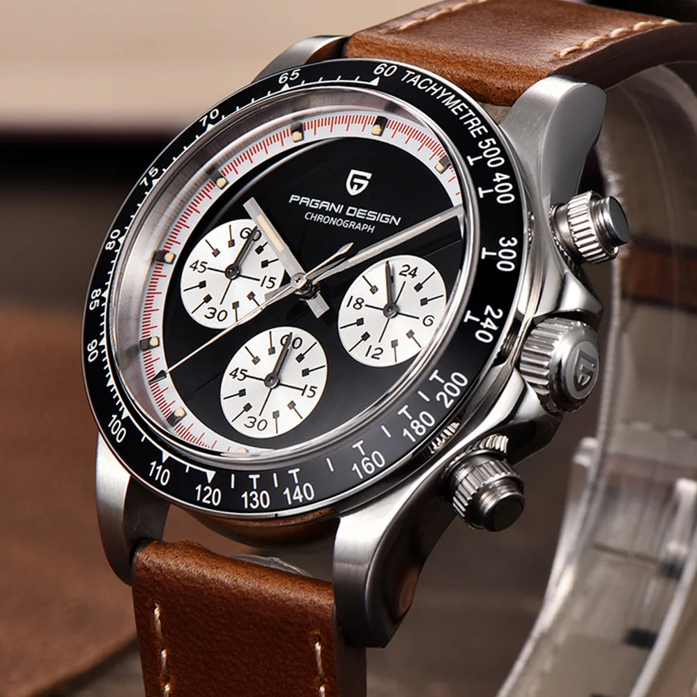 

Часы наручные PAGANI Мужские кварцевые, дизайнерские Роскошные с сапфировым стеклом, хронограф, секундомер, японские часы из нержавеющей стал...