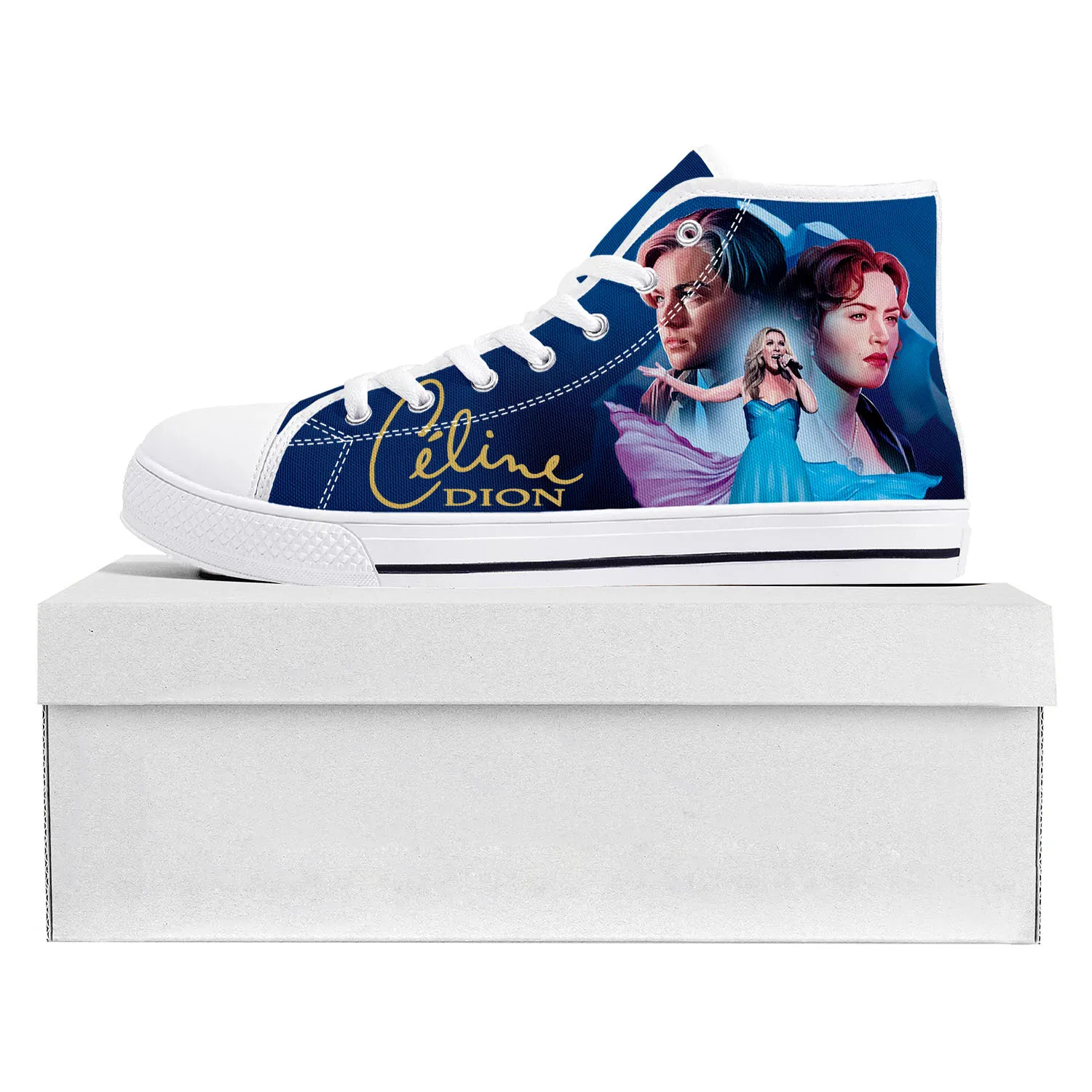 

Celine Dion My Heart Will Go on High Top Sneakers Mens Womens Teenager High Quality Sneaker Custom Made Shoes Customize Shoe