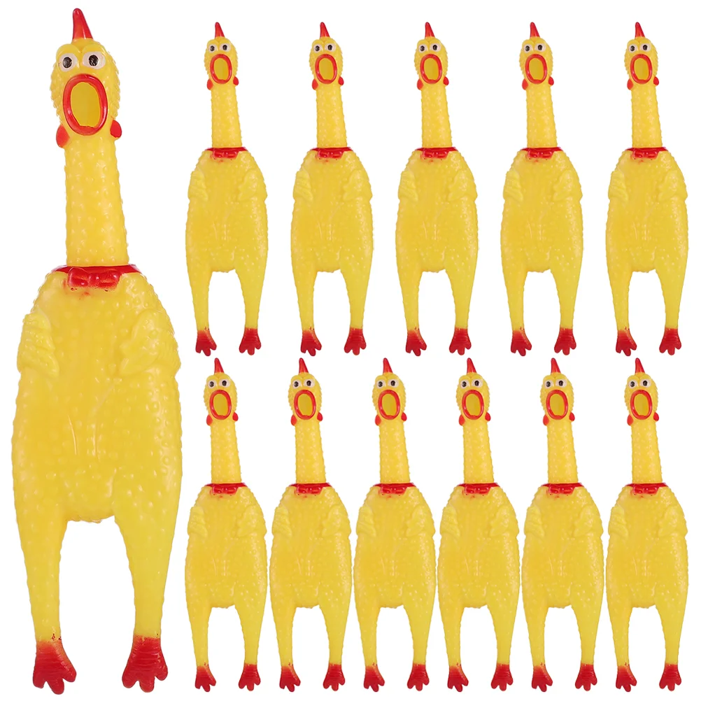 

12 Pcs Screaming Chicken Toy Squeaky Decompression Toys Shrieking Chew Dog Squawking Large Noisemaker