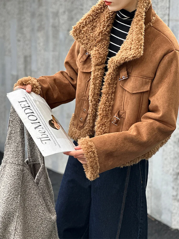 UCXQ винтажное женское пальто с уличным воротником-стойкой уникальная