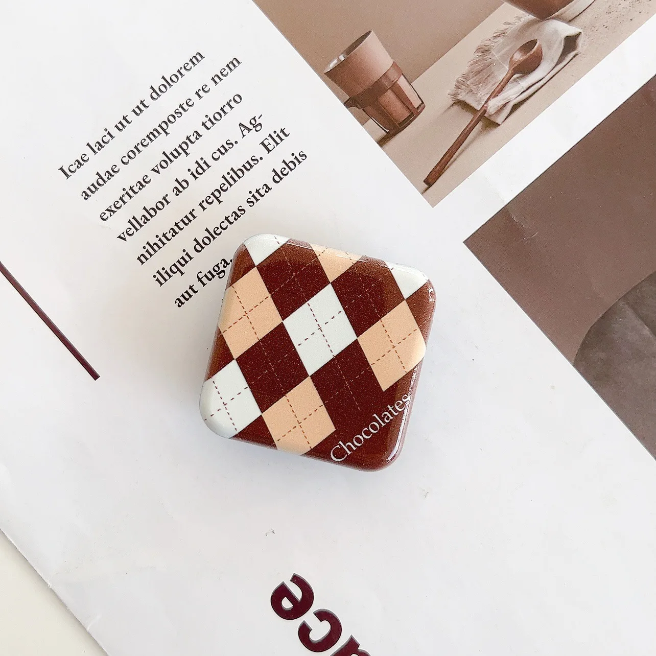 INS клетчатая Шахматная зеркальная Складная подставка для телефона девочек