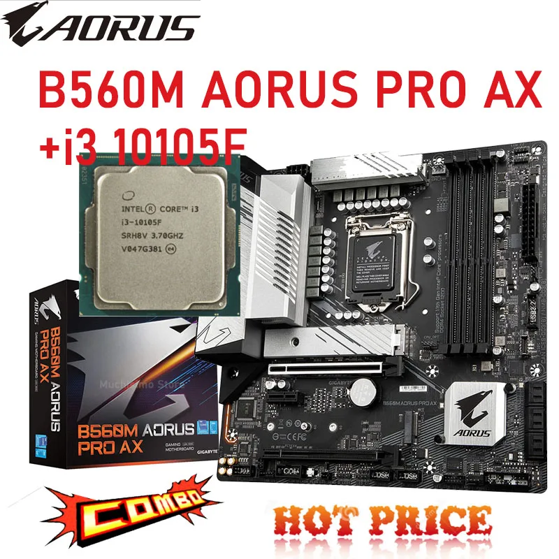 

Gigabyte B560M AORUS PRO AX With Intel i3 10105F LGA 1200 CPU Motherboard DDR4 128G SATA M.2 PCI-E 4.0 Intel B560 Mainboard New