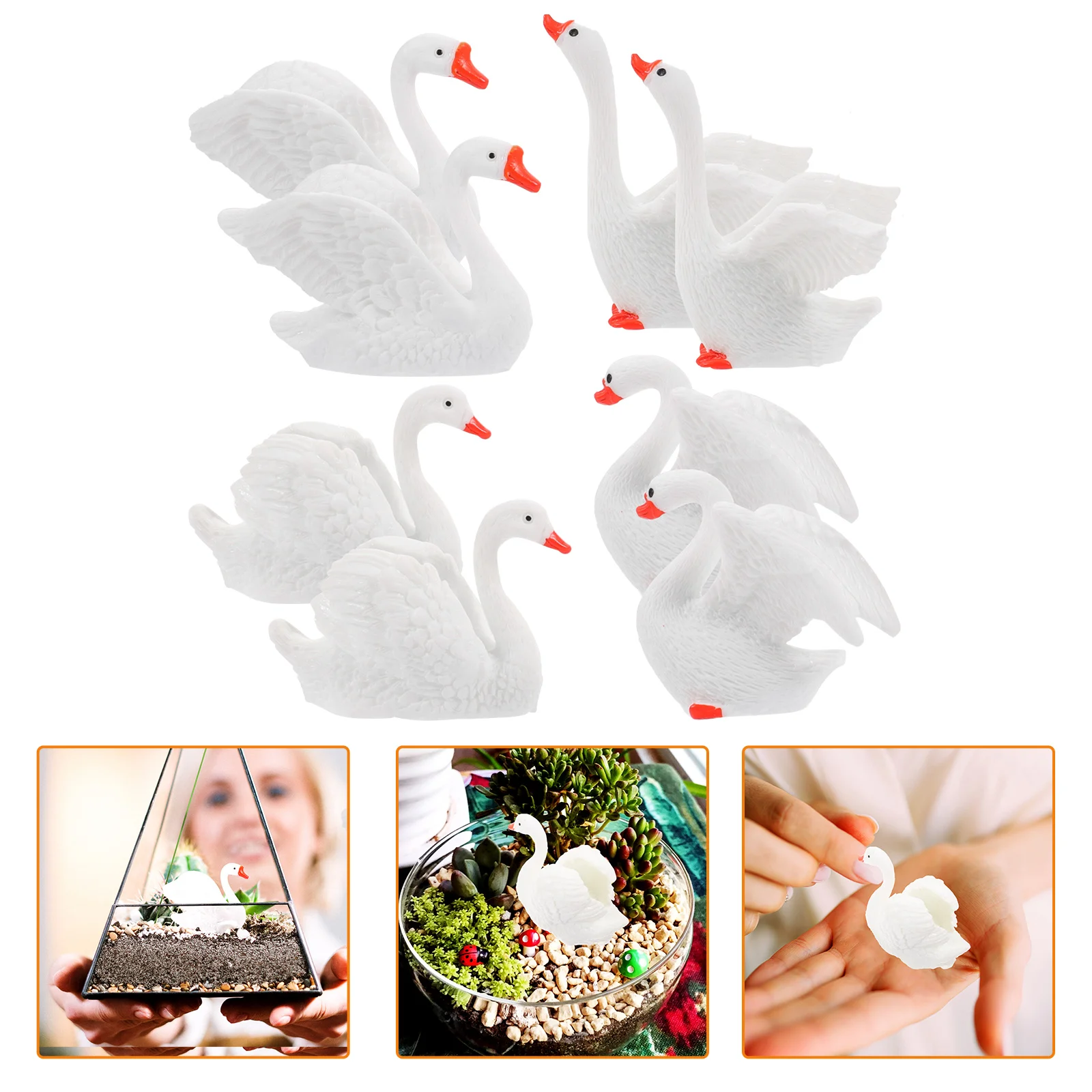 

Swan Miniature Mini Ornament Resin Figurines Micro Landscape Statue Fairy Desktop Garden Models Animal Toppers Gardens Cakes