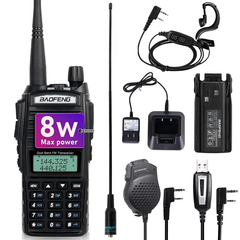 

BaoFeng UV-82 8W High Power Walkie Talkies Long Range BaoFeng Radio Portable Two Way Radio Dual PTT Dualband Ham Radio