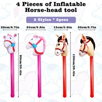 4 pieces inflatable horse heads cowgirl stick pvc balloon outdoor educational toys for children babies birthday gifts