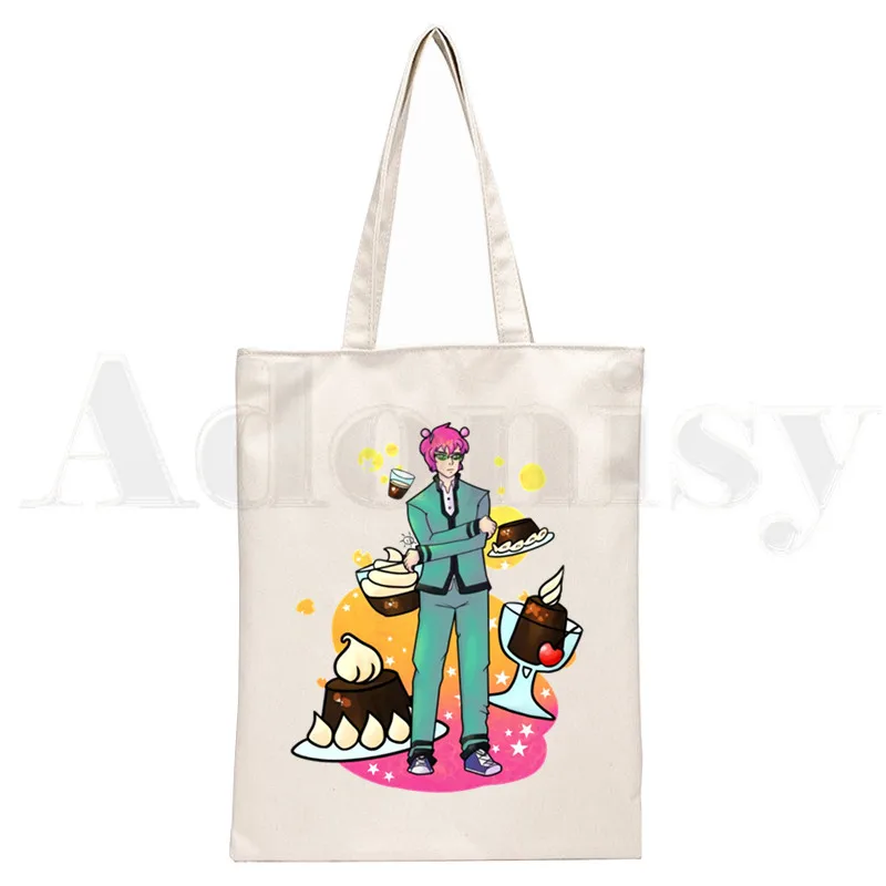 Saiki's The Disastrous Life Of Saiki K Handbags Cloth Canvas Tote Bag Shopping Travel Women Reusable Shoulder Shopper Bag Bolsas