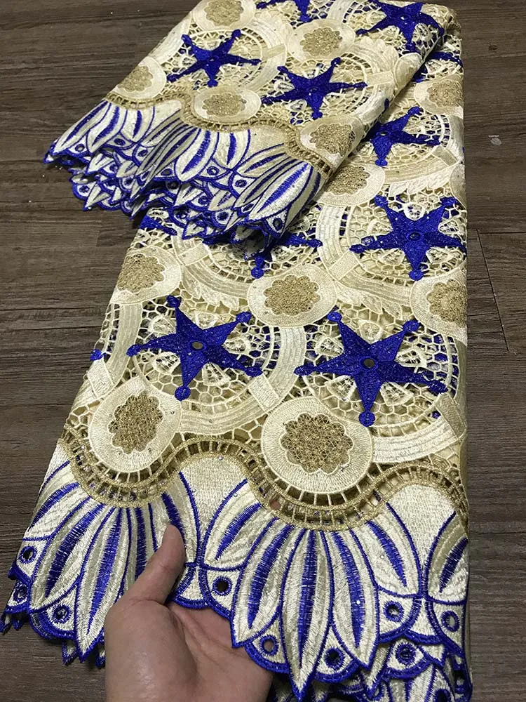 

Royal Blue Embroidery French Guipure Lace 5 Yard Cord Lace Fashion Modern Traditional West African Inspire Fabric Nigerian Dress