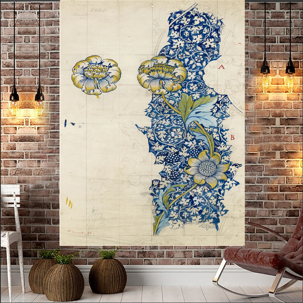 

Vintage Flower Tapestry Home Decoration Living Room Summer Style Wall Hanging Tapestry