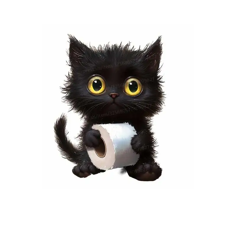 

Наклейка для туалета милый черный кот PVC