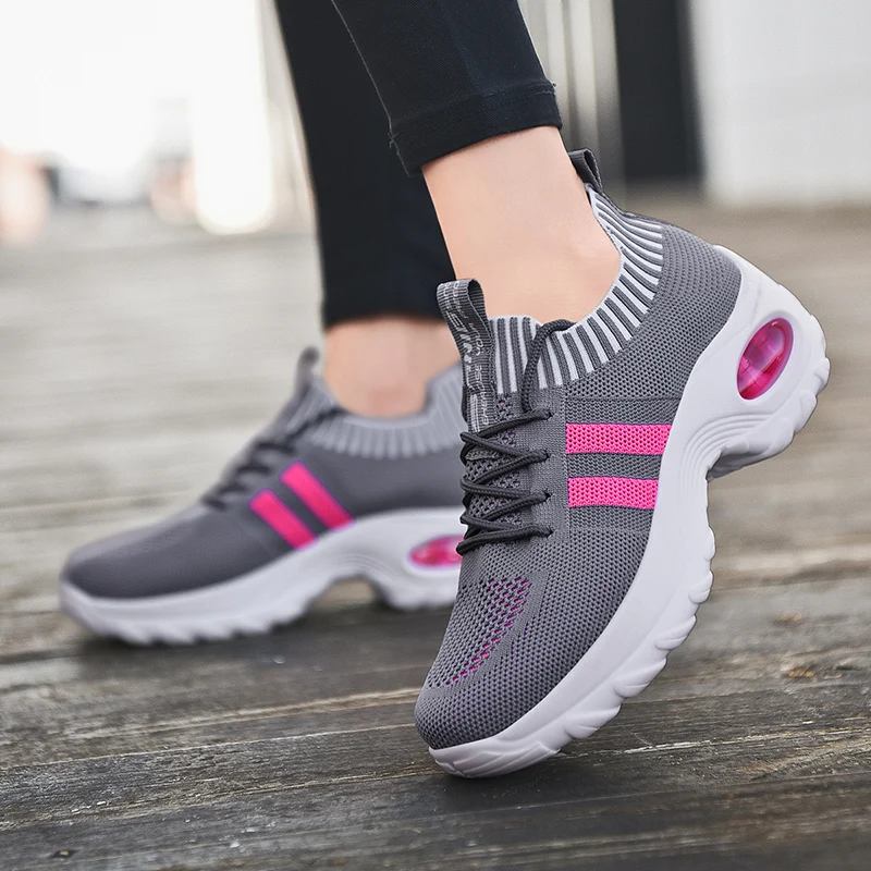 

Womens Fashion Outdoor Casual Walking Shoes Increasing Platform Sneakers Air Cushion Lightweight Breathable Tennis Shoes