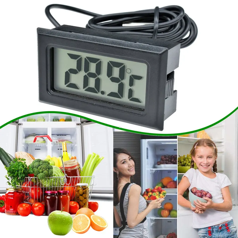 

Thermometer Embedded Electronic Digital Thermometer LED Display With Probe Refrigerator Fish Tank Thermometer Humidity Meter