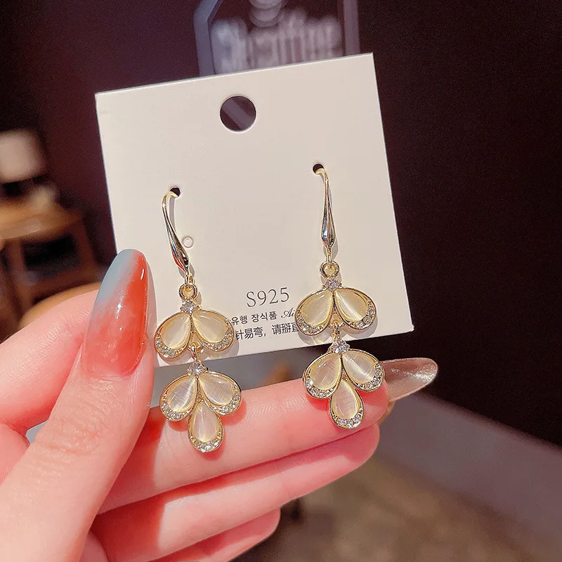 

Wholesale Sterling Silvers Pin Opal Wheat Long Fringe Earrings Female Stud Drop Jewelry Gift