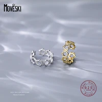 moveski 925 sterling silver punk creative personality star mesh open ring women trend versatile rock jewelry accessories