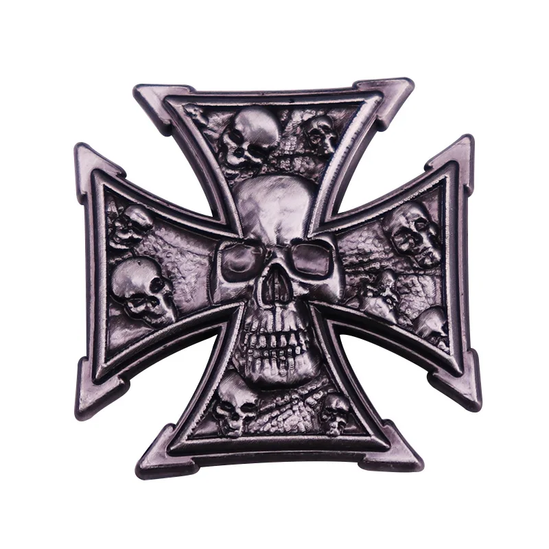 

Cross Skull Brooch Lethal Threat Punk Skull Badge Retro Metal Lapel Pins