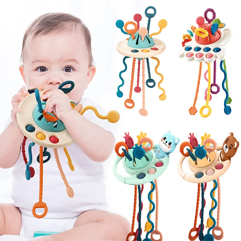Игрушки Монтессори для детей 6-12 месяцев, силиконовые Развивающие игрушки для прорезывания зубов, развивающие игрушки для детей
