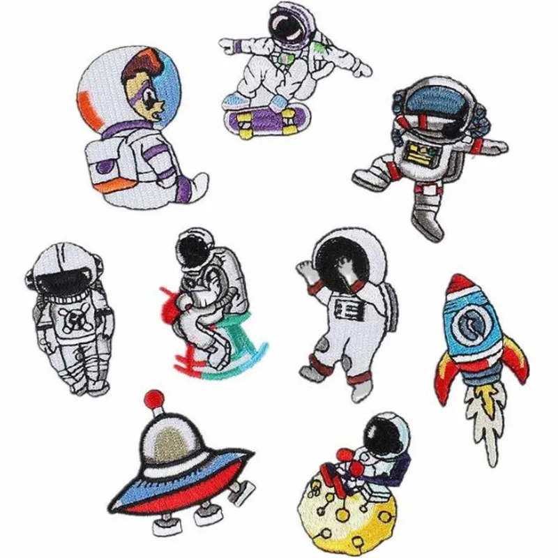 

Clothing Women Men Diy Embroidery Catroon Patch Astronaut deal with it Iron on patches for clothes 3D Fabric Free Shipping