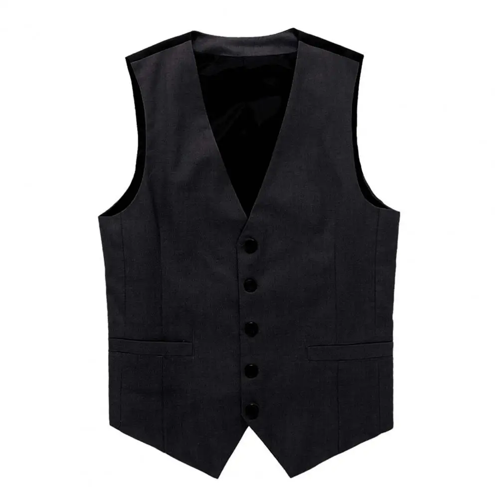 

Pure Color Suit Vest Men Waistcoat Single-breasted Slim Business Waistcoat Men V Neck Formal Vest chaleco hombre жилетка мужская