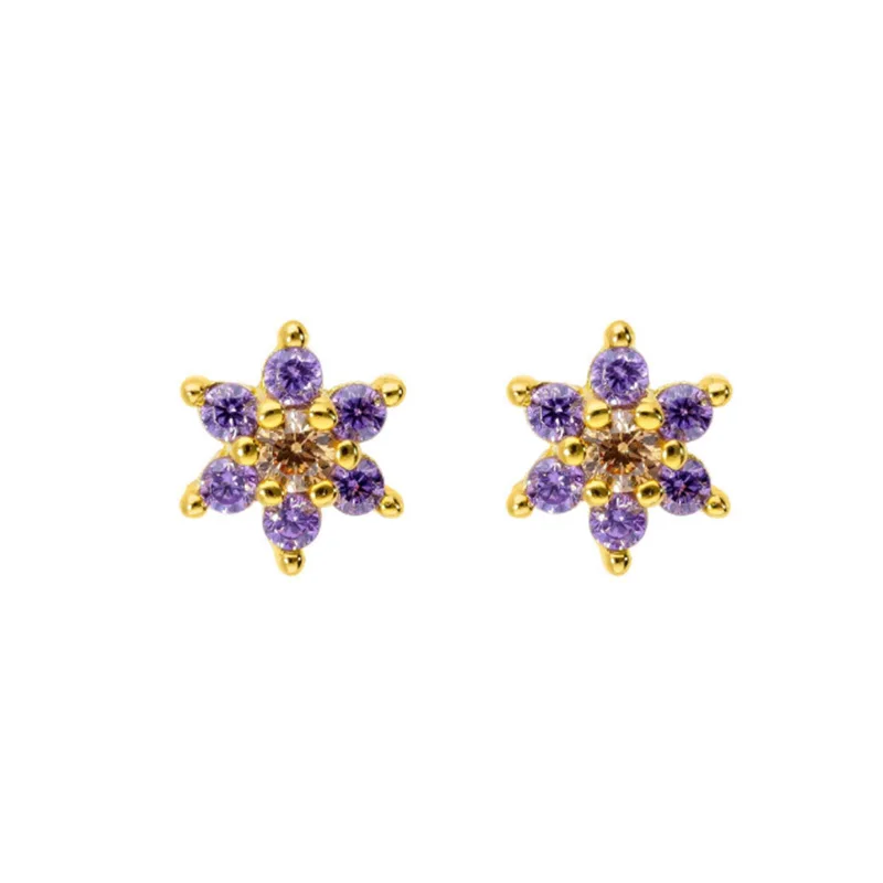 

2023 European and American hot seller S925 sterling silver studded amethyst earrings Light luxury citrine fashion earrings