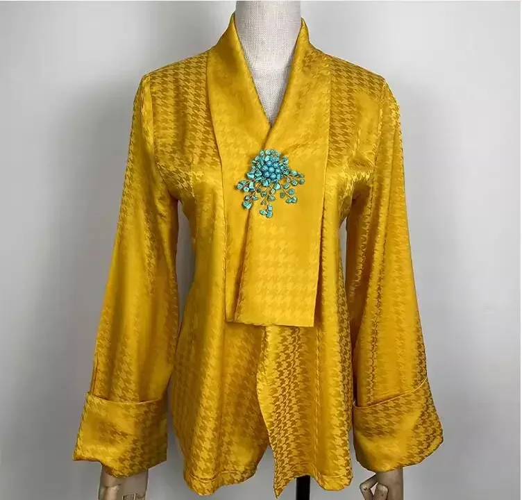 Тибетская одежда новинка 2024 женская рубашка с лацканами Tiansi тибетский халат в