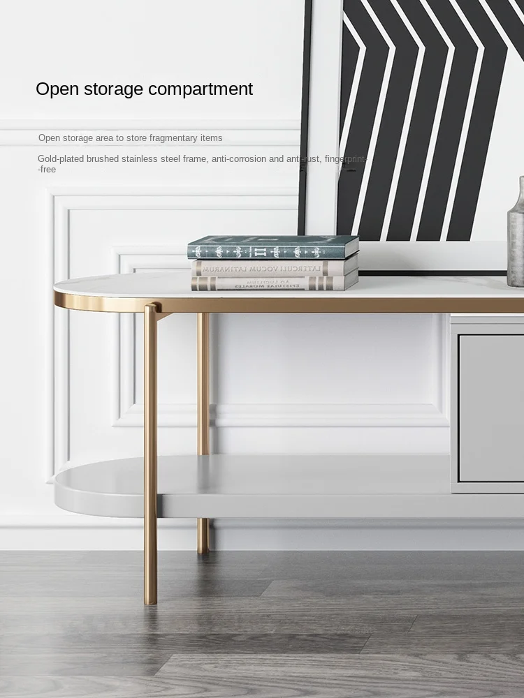 Выдвижной шкаф для телевизора HXL с каменной пластиной разрисованный шкафчик