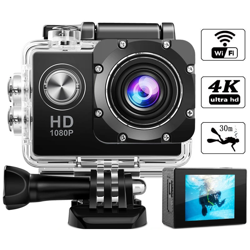 

Экшн-камера Ultra HD 4K/60fps, Wi-Fi, экран 2,0 дюйма, 170D