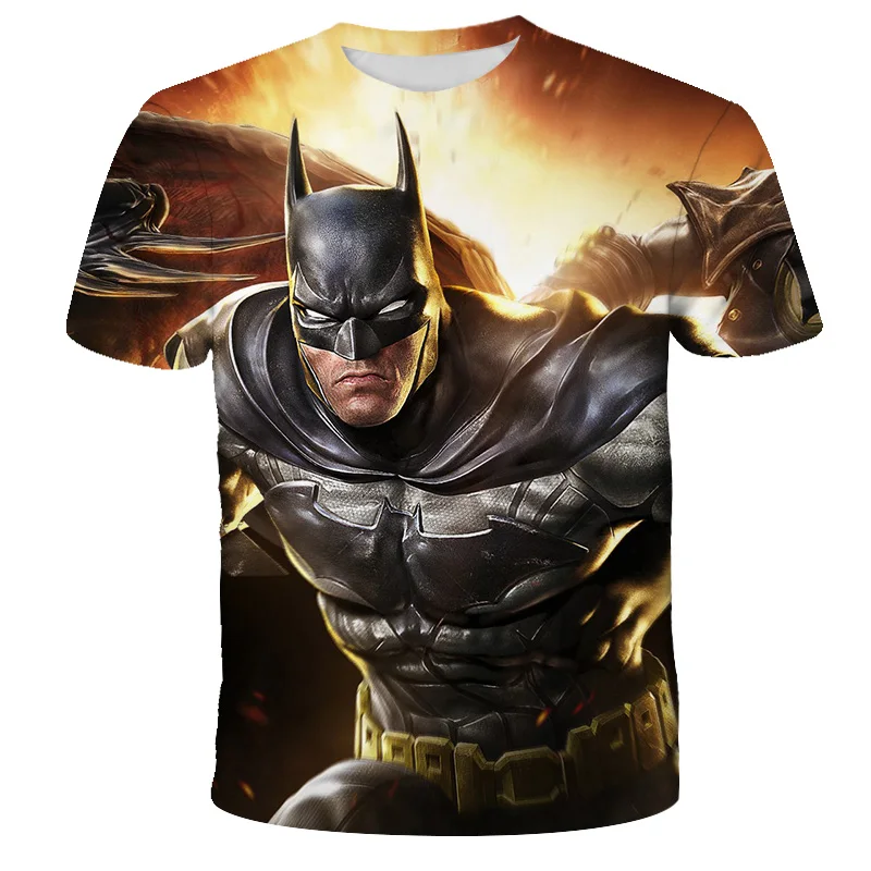 

2022 2022 Batman Marvel Print T-Shirt Boys 1-14 Years Old Summer Top 3D Avengers Cartoon