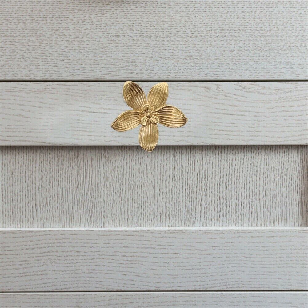 1 шт. твердая латунная ручка для ящика в форме цветка золотые ручки дверей шкафа с