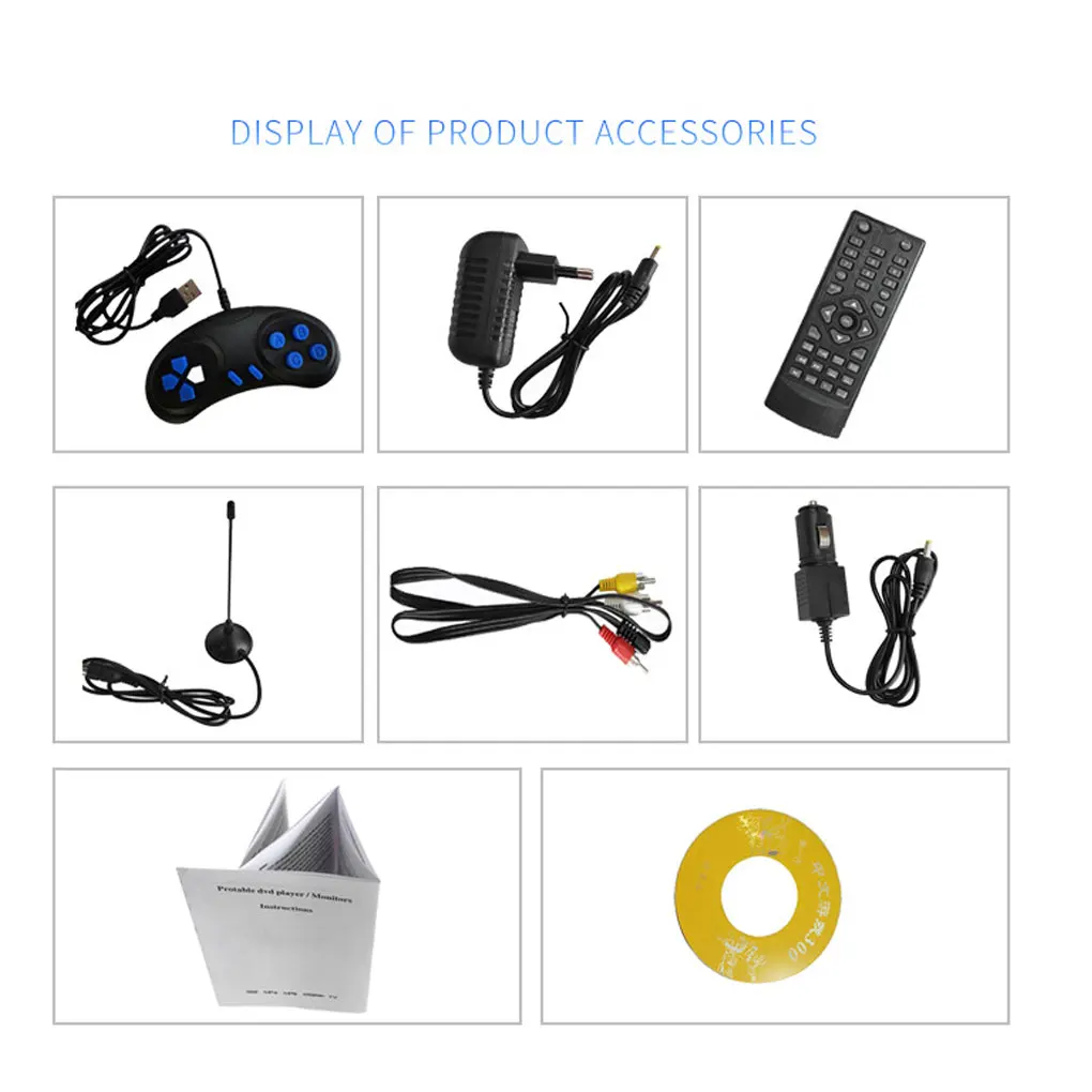

13,9 "порт able DVD-плеер AV входной выходной кабель беспроводной ТВ-сигнал прием USB-порт видеоплеер US/UK/EU/AU разъем