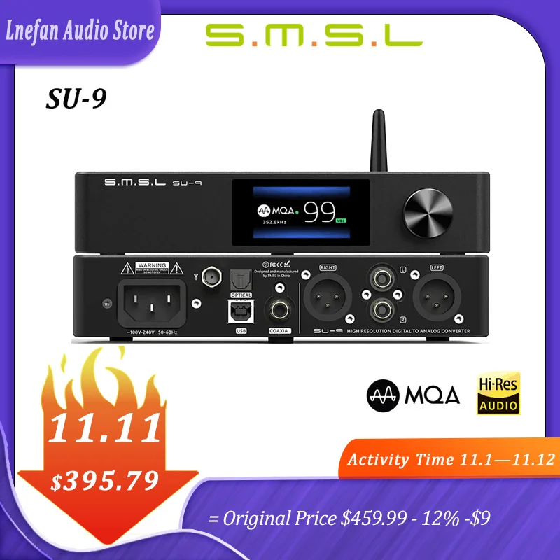 

SMSL SU-9 ES9038PRO DAC MQA HiFi Audio Hi-Res Balance Decoder USB XMOS XU216 32Bit 768KHz DSD512 Bluetooth 5.0 LDAC 96K Decoding