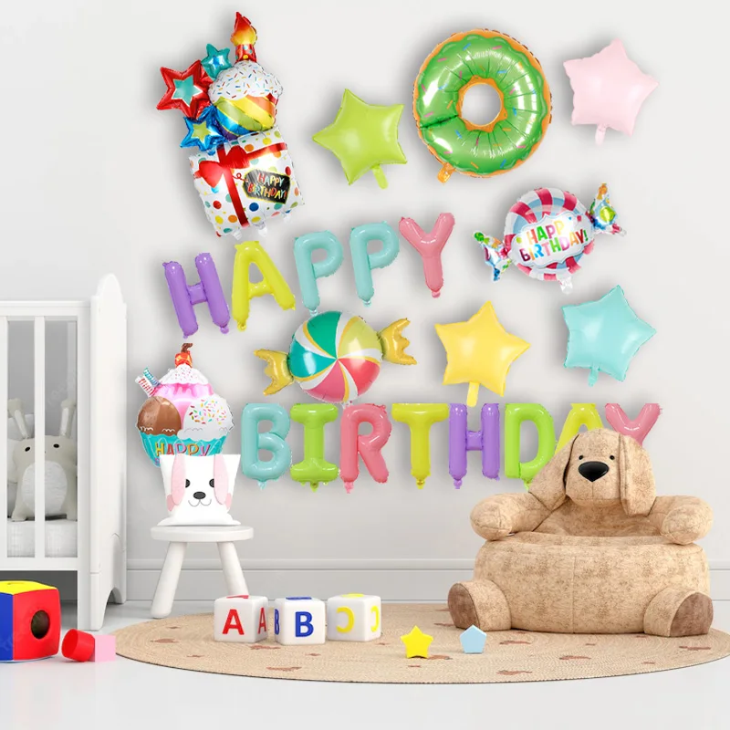 

1set Navidad Candy Icecream Foil Balloons 18inch Donut Helium Globos Happy Birthday Party Decorations Kids Baby Shower Air Toys